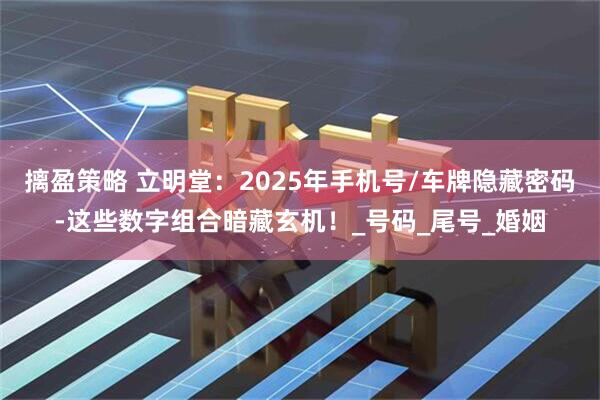 摛盈策略 立明堂：2025年手机号/车牌隐藏密码-这些数字组合暗藏玄机！_号码_尾号_婚姻